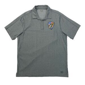 Ogio Polo Shirt Mens M Medium Graphite Gray Cotton Blend USA Eagle Logo Patch